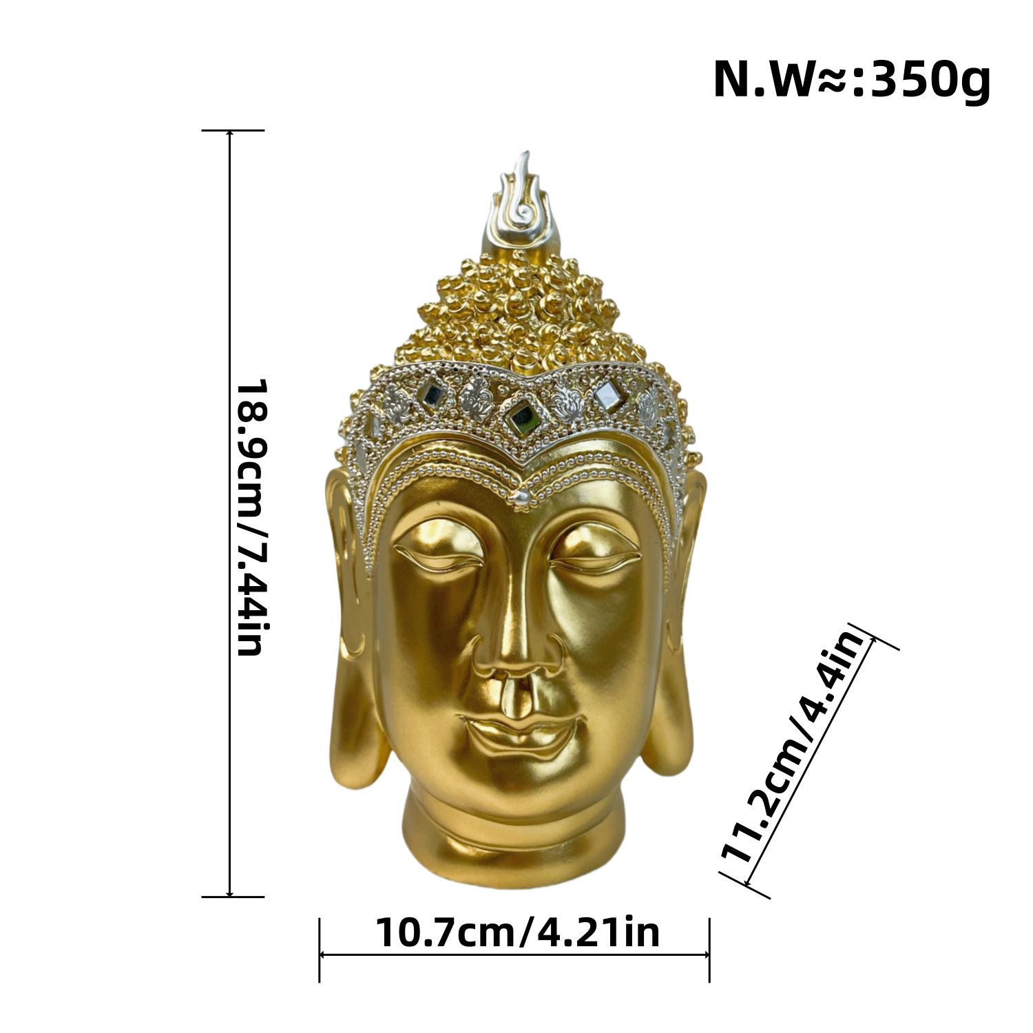 

Buddha Head Figurine Home Decoration Shakyamuni Buddha Statu Living Room Office Desktop Resin Ornaments Feng Shui Sculpture