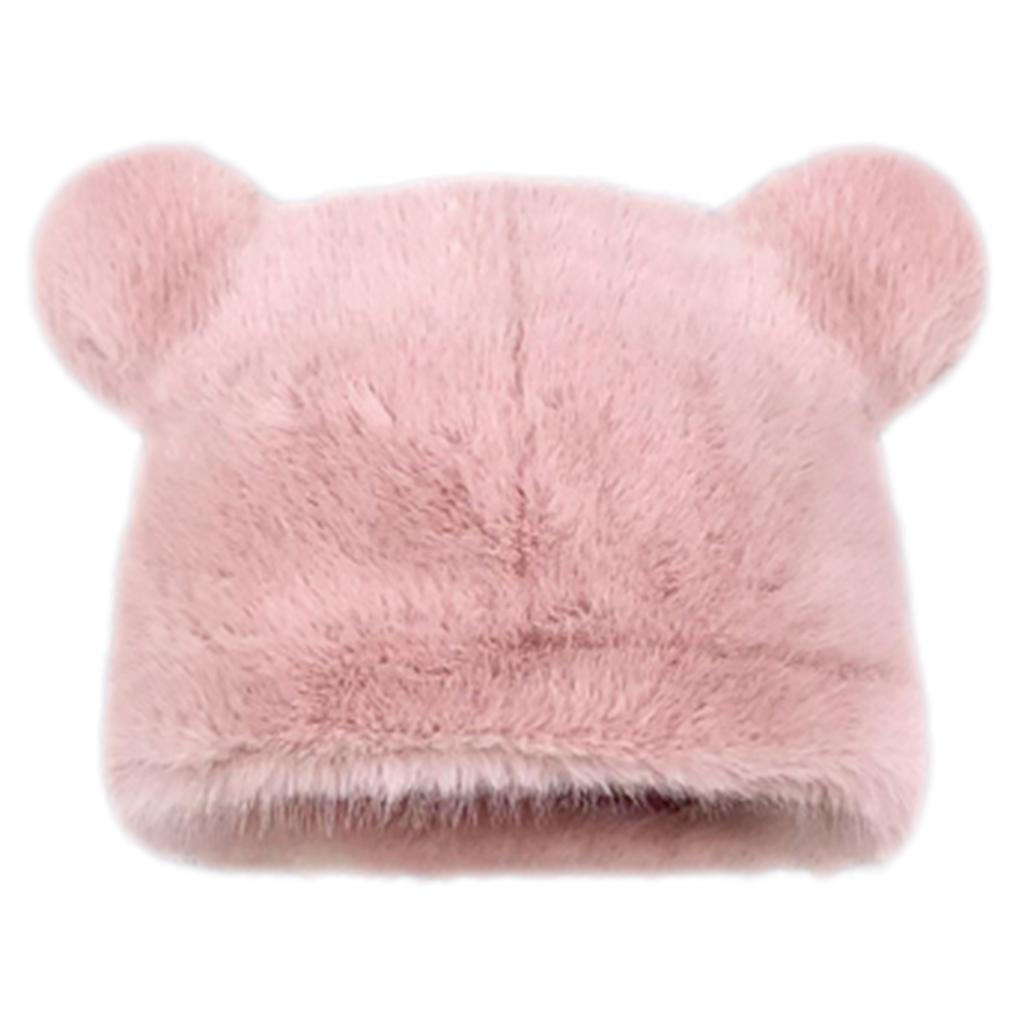 Cartoon Bear Plush Hat for Winter Lovely Animal Ear Warm Beanie Hat for Teens Adult Outdoor Sport Activity Skiing Hat