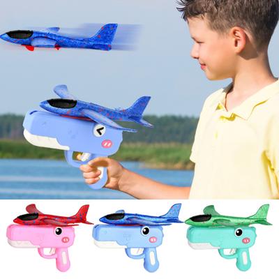 Set de jucării lansator de bombe spumante cu dinozaur și avion Bombe spumante Avion planor din spumă moale cu mecanism de catapultă Jucărie ușoară de zbor pentru exterior pentru copii Cadouri de ziua de naștere