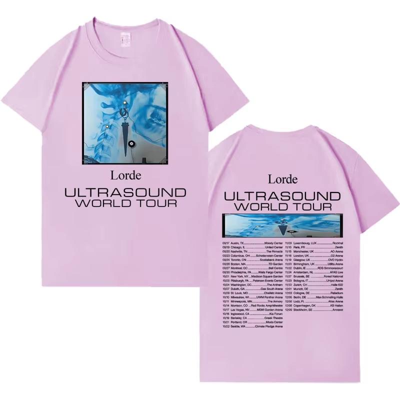 Singer Lorde Ultrasound World Tour Tee Men Women Hip Hop Tshirt Y2K Cotton Harajuku Tshrit High Street Pop Short Sleeve Top