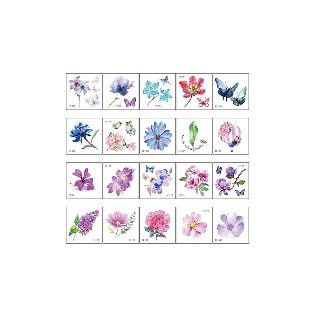 20/2 Sets wasserdichte, aber entfernbare temporäre Tattoos süße Haustier Tiere Blumen