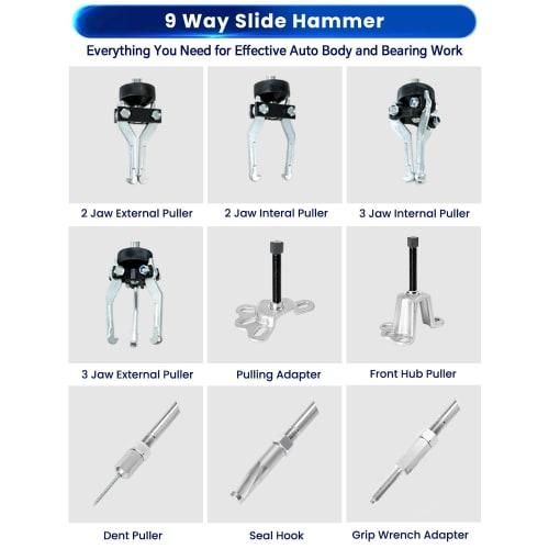 ATPEAM Slide Hammer Set, 19-Piece Bearing Gear Hub Replacement Puller, 2-Jaw and 3-Jaw Puller, Vehicle Maintenance Tool
