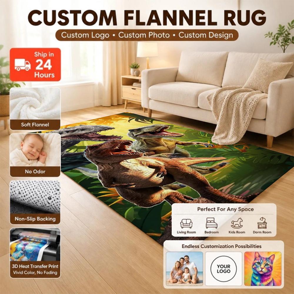 Dinosaurs Jungle Patterned Rug Soft Nonslip Carpet For Kids Bedroom Play Area Home Decor Memorial Gift