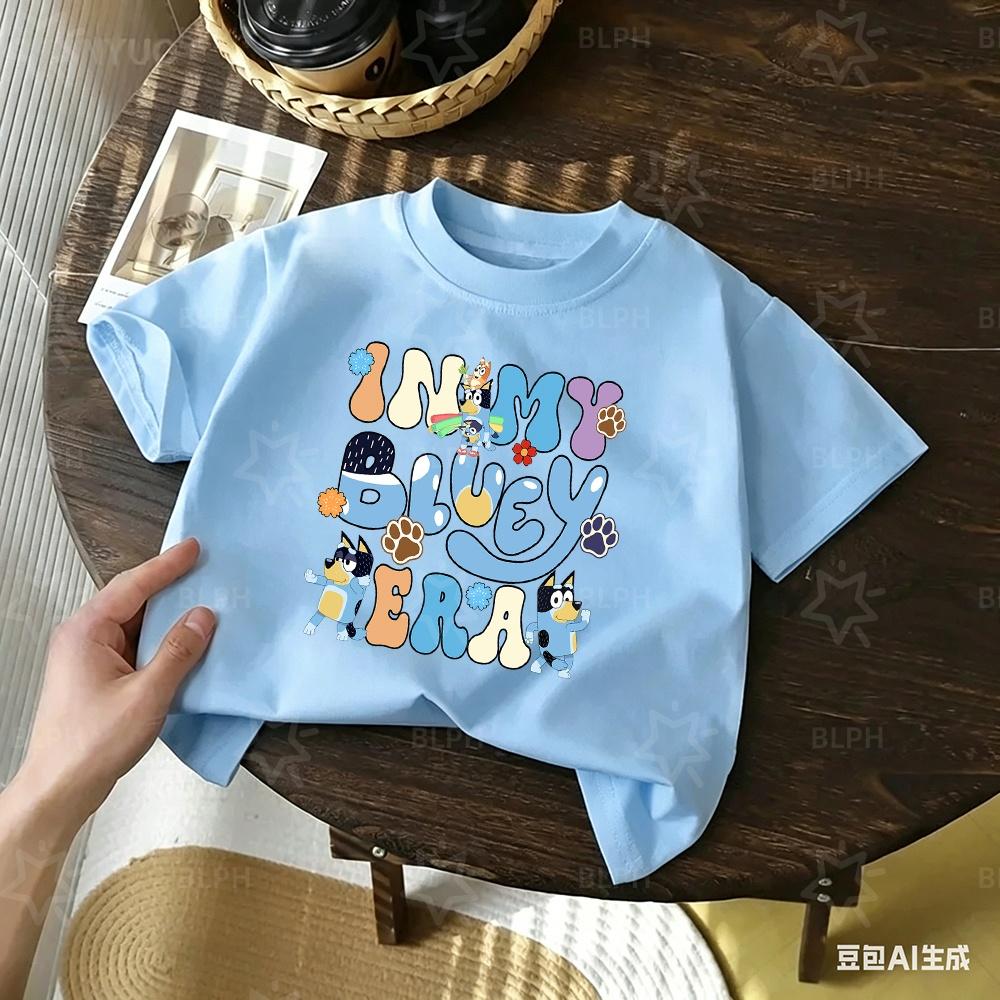 Kids Cute Honey Bluey Printed T Shirt Casual Soft Short Sleeve Tees for Boys Girls Cartoon Comfortable Summer Tops Est 2018