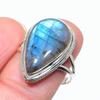 Natural Labradorite Gemstone 925 Solid Sterling Silver Jewelry Ring Size 9 K7I10