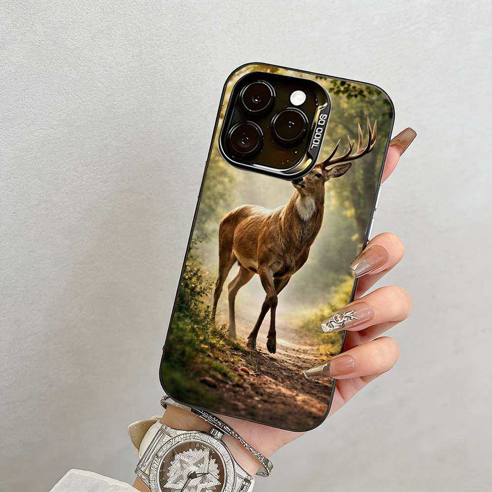 Deer Phone Case For iPhone 17,16,15,14,13,12,11 Plus,Pro Max,XS,Colorful Silver Phone Case Funda Cover