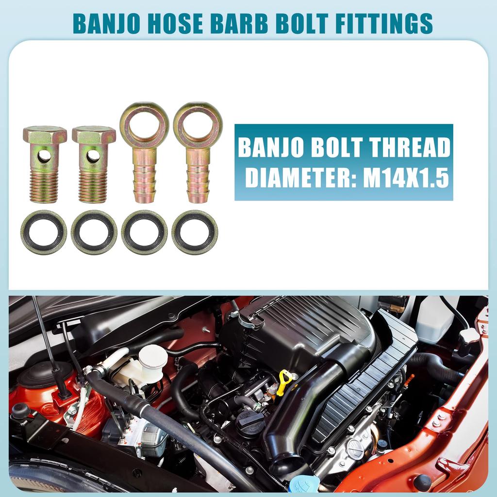 A ABSOPRO Banjo Bolt Banjo Hose Barb Bolt Fitting Brake Line Fitting Adapter Fitting