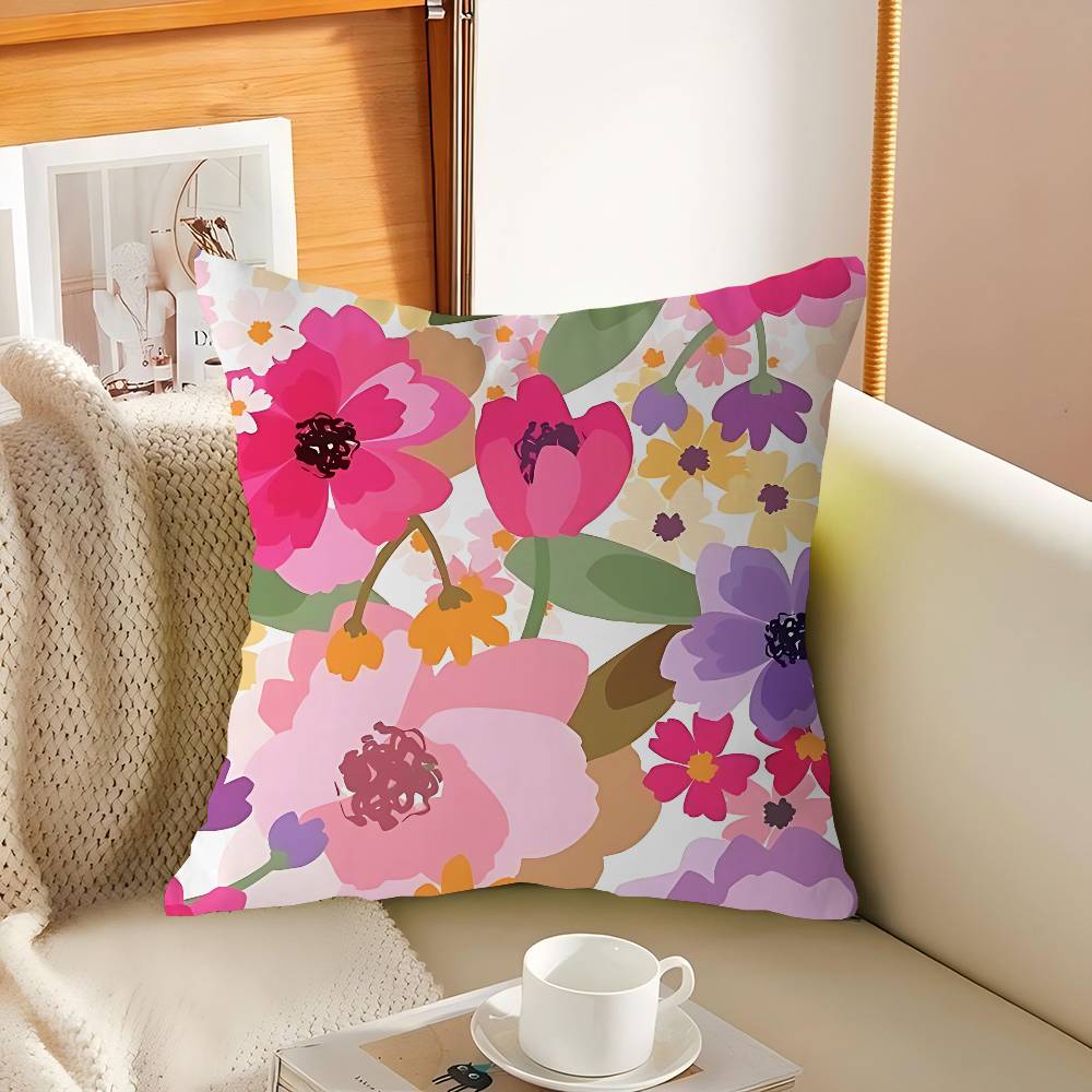 

FLOWER MARKET Flower Art Office Cushion Pillowcase Car Cushion Cover45X45CM Lumbar Pillowcase Sofa Pillowcover 16x16Inch