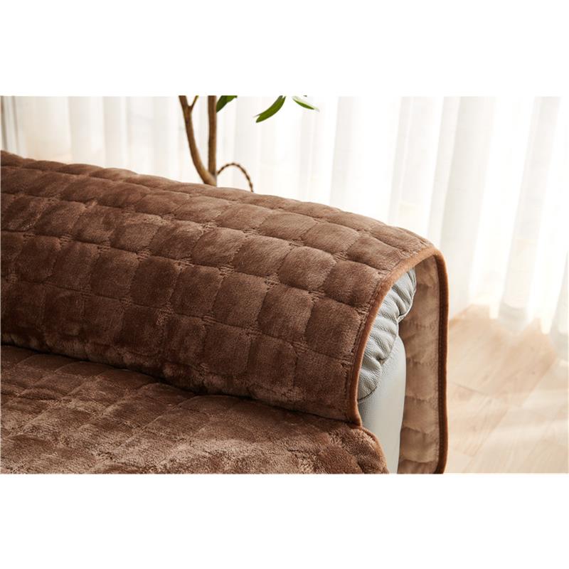 Winter Siamese Sofa Cushions Simple Modern Solid Color Plush Plaid Sofa Set