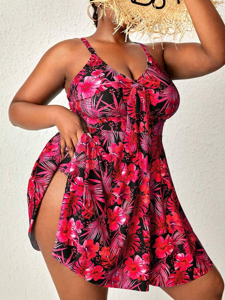 Traje de Baño Sexy para Mujer de Talla Grande con Estampado Floral, Conjunto Tankini de Dos Piezas para Verano, Moda Ropa de Playa, Traje de Baño