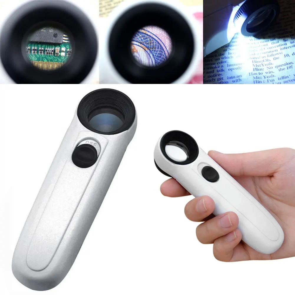 

Handheld On / OFF 40x 3.5mm LED Light Microscope Magnifier Magnifying Glass Loupe For Jewelry Circuit Boards Hallmarks