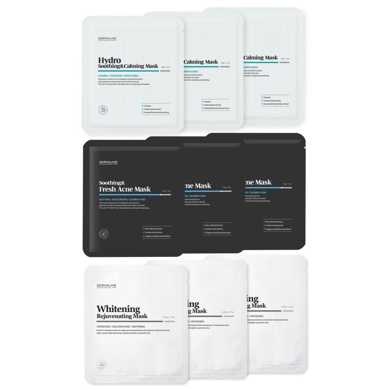 

Набор увлажняющих масок Dermaline, 3 штуки (9 листов)