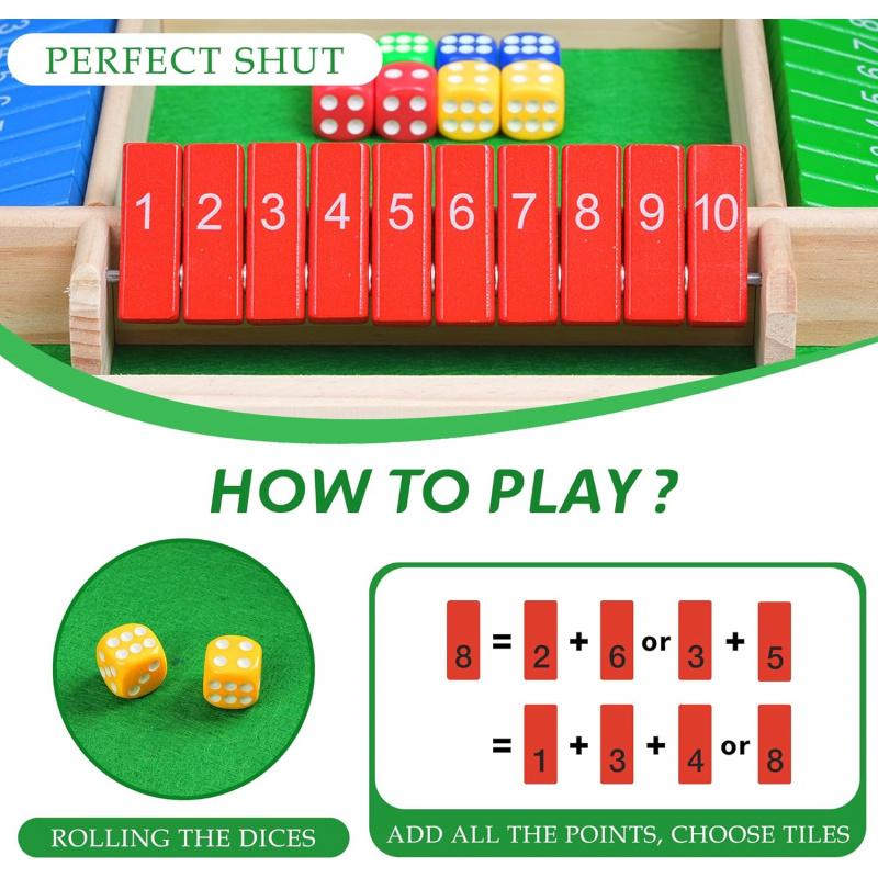 Four-Sided Flip Card Games Intellectual Educational Game Box Dice Toys Parent-Child Games Shut Wooden Number Game Board Games