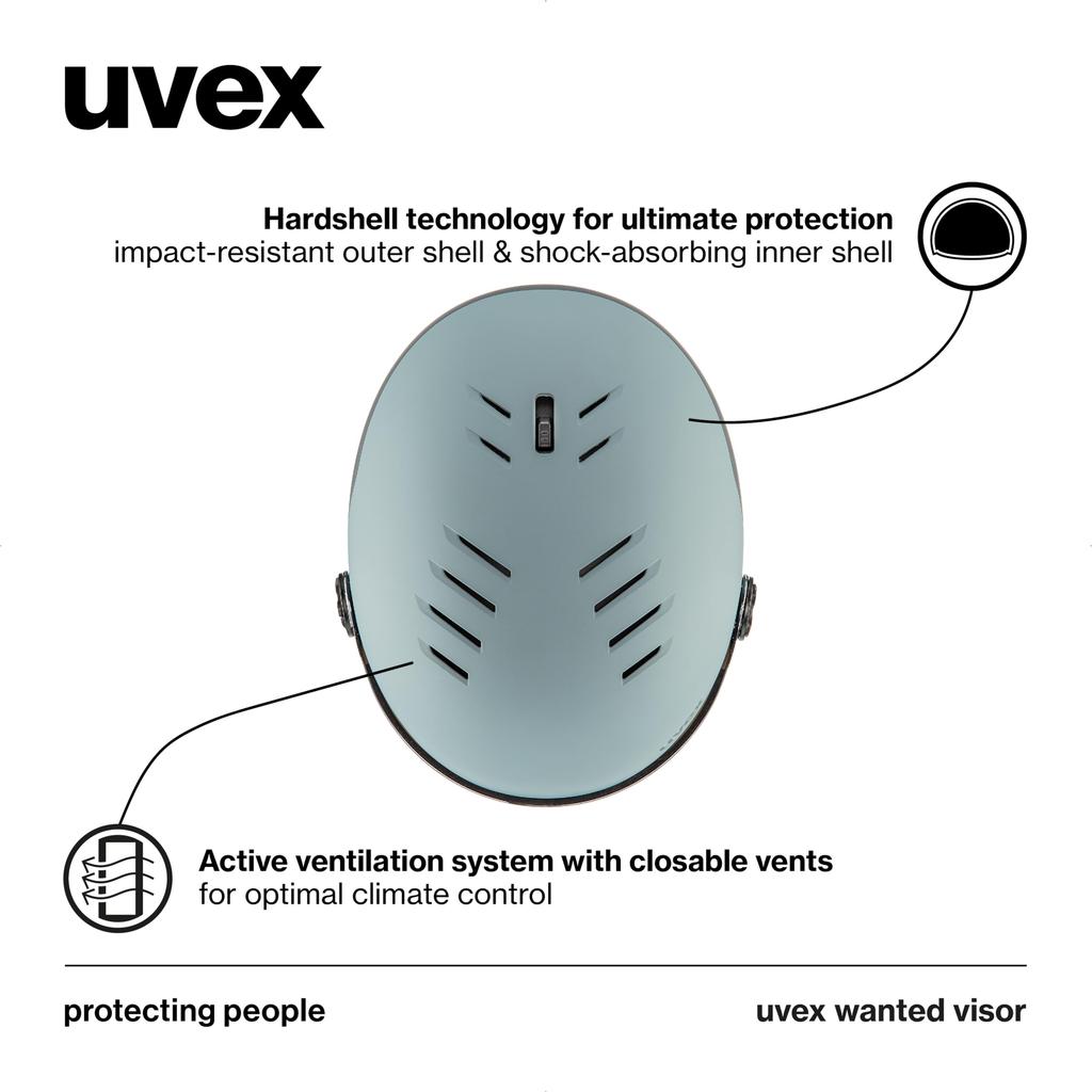 Uvex Visor Glasses Size Wanted Visor Cm Ski/Snowboard Helmet, Compatible, Dial-Type Adjustment, / 58-61