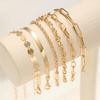 6pcs/set Exquisite Gold Color Cuban Chain Bracelets Set for Women Vintage Chic European And American Bracelet Daily Wear Jewelry