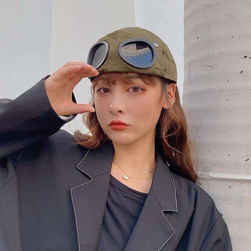 Hip Hop Aviator Hat With Sunglasses For Men Women Fashion Glasses Bonnet Summer Outdoor Sun Visors Fashion Punk Baseball Cap