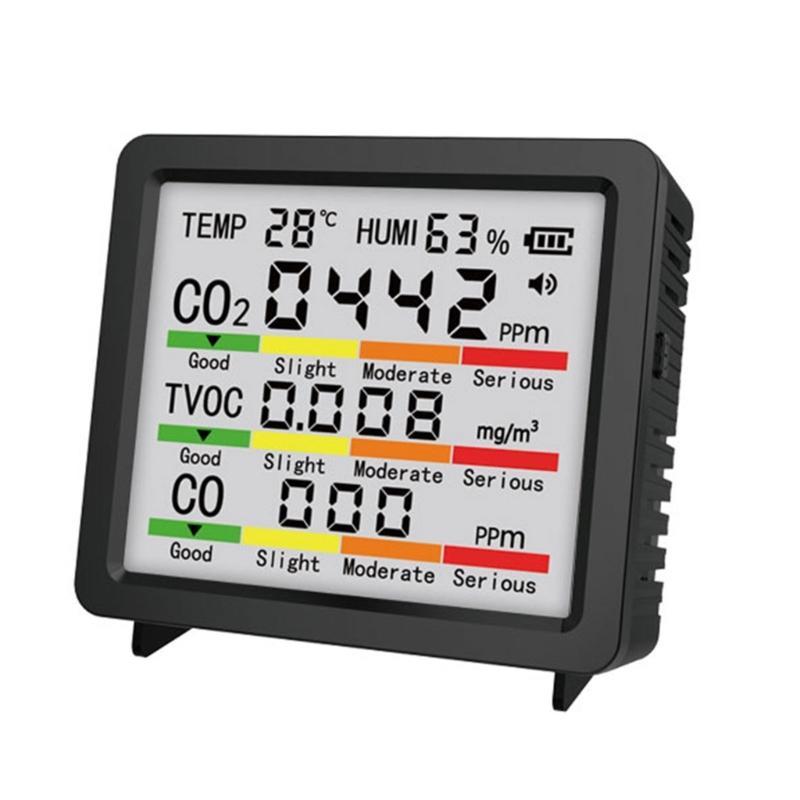 4inch Large Screen Multifunction Air Quality Monitor Including Temperature, Humidity, CO CO2 TVOC for Home