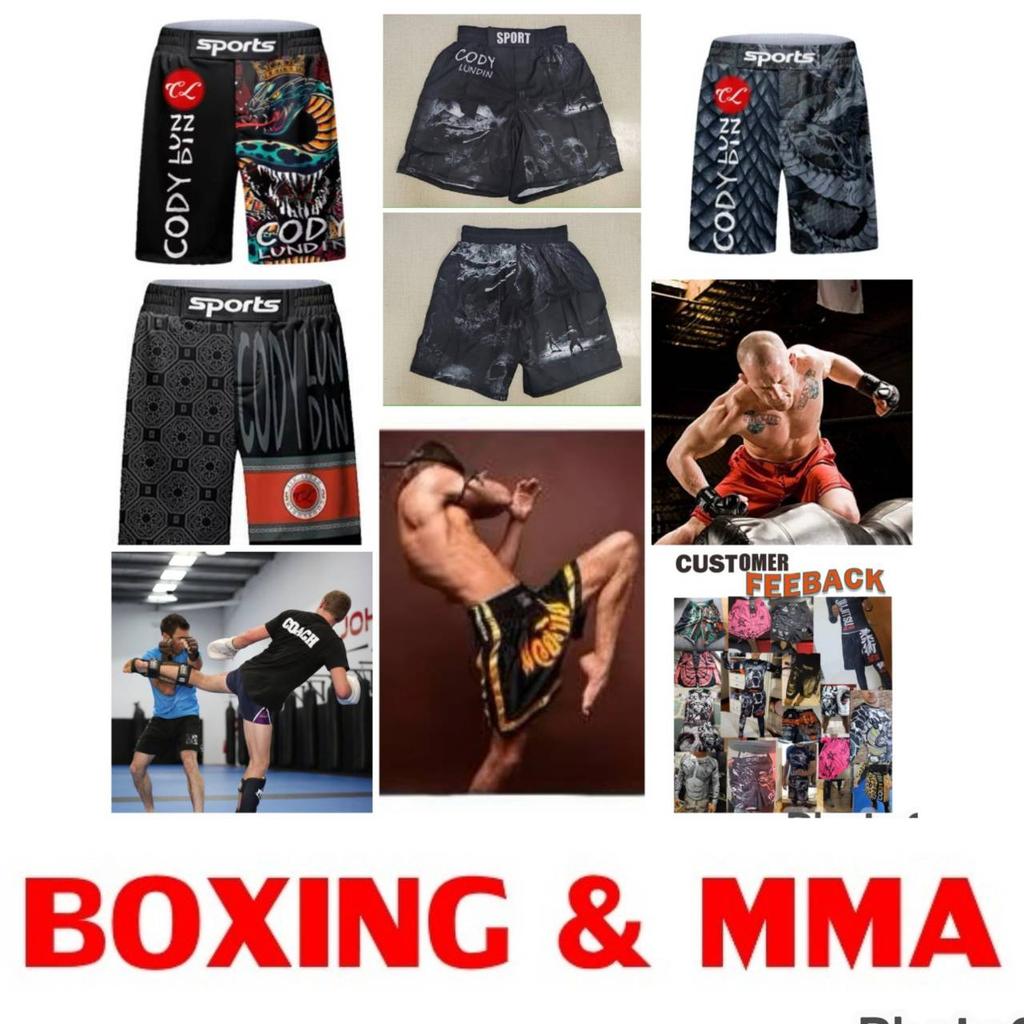 MMA Muay Thai Kickboxen Shorts Fitness Unisex Herren Damen Workout Schnelltrocknend Druck Elastischer Bund Gym Fitness Training