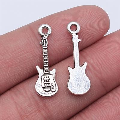 10pcs 24x7mm Antique Silver Color Guitar Charms Pendant For Jewelry Making DIY Jewelry Findings