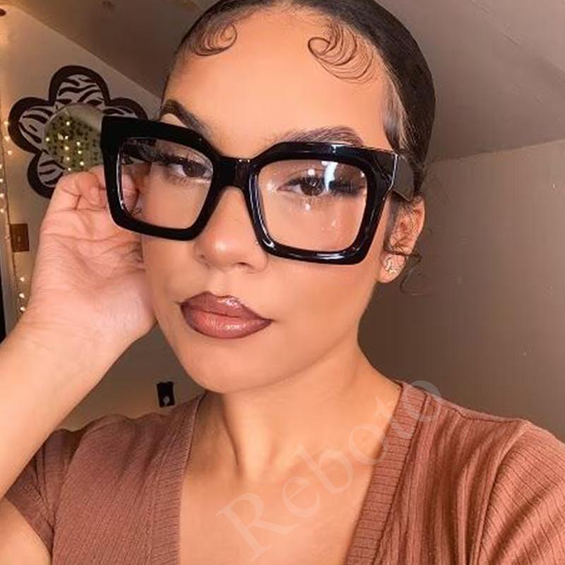 Square High Quality Eye Glasses Frames For Women Designer Luxury Clear Computer Eyeglasses Fashion Oversized Optical Eyewear