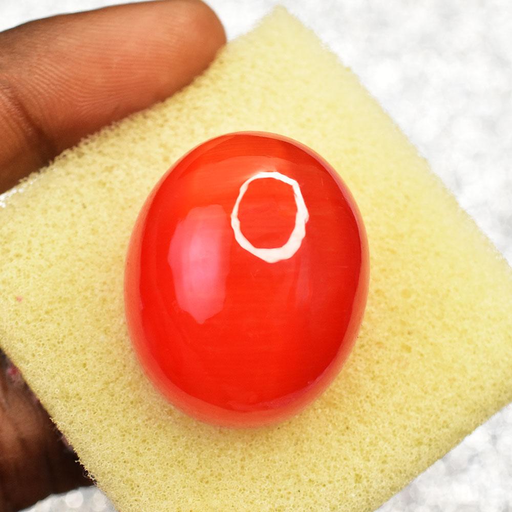 Brazilian 103 ct Cabochon Cut Orange Natural Cat'S Eye Loose Gemstone for Jewelry Making and Crafts