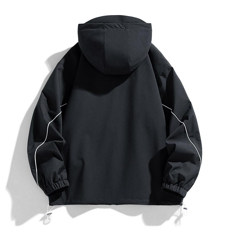 Casual Men's Jacket Waterproof Jacket Men's Autumn Fattening Enlarged Hooded Jacket Large Size Tooling Handsome Jacket