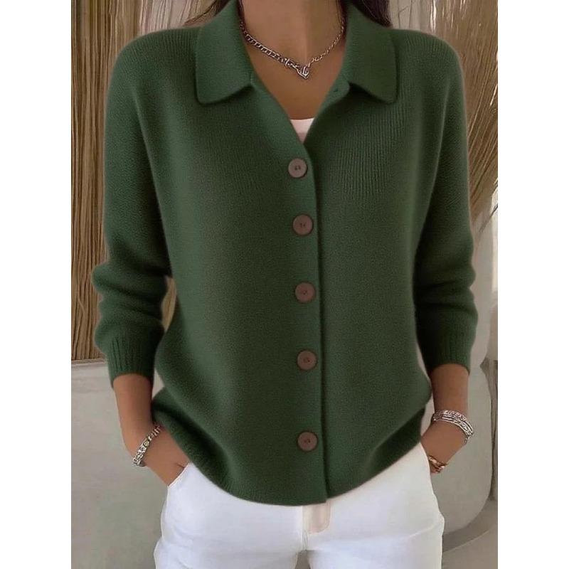 Women S Loose Knit Cardigan V Neck Long Sleeve Solid Color Outerwear