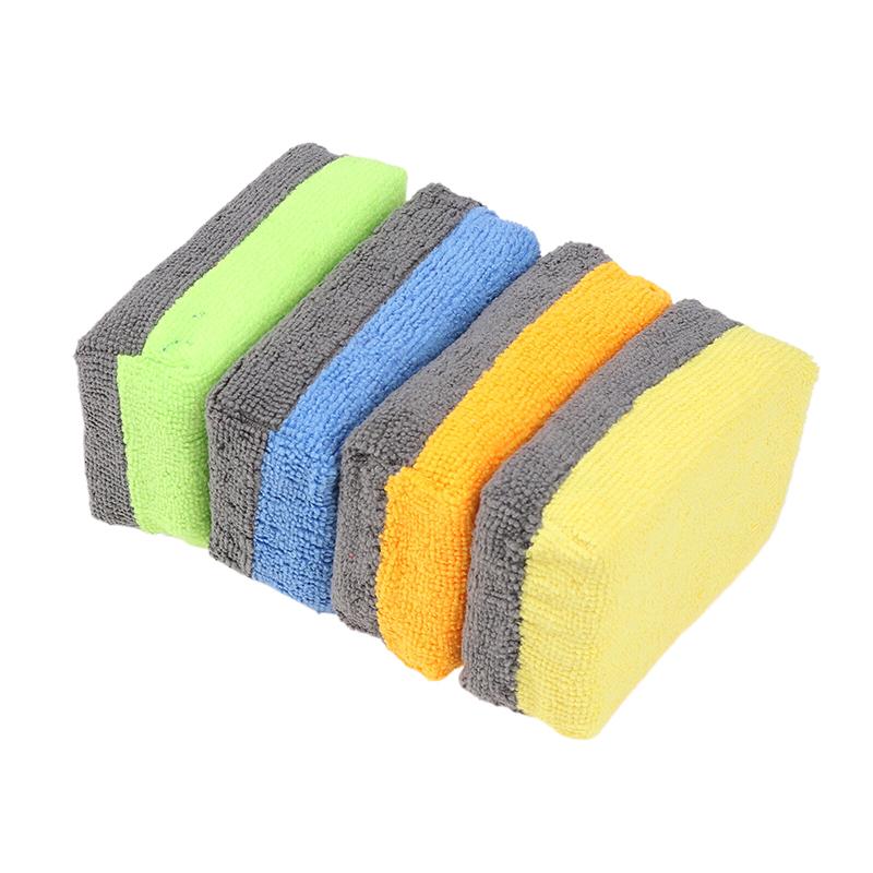 Microfiber Car Cleaning Pad Double Side Leather Scrubbing Sponge Soft Car Detailing Wash Sponge Car Interior Cleaning Tools