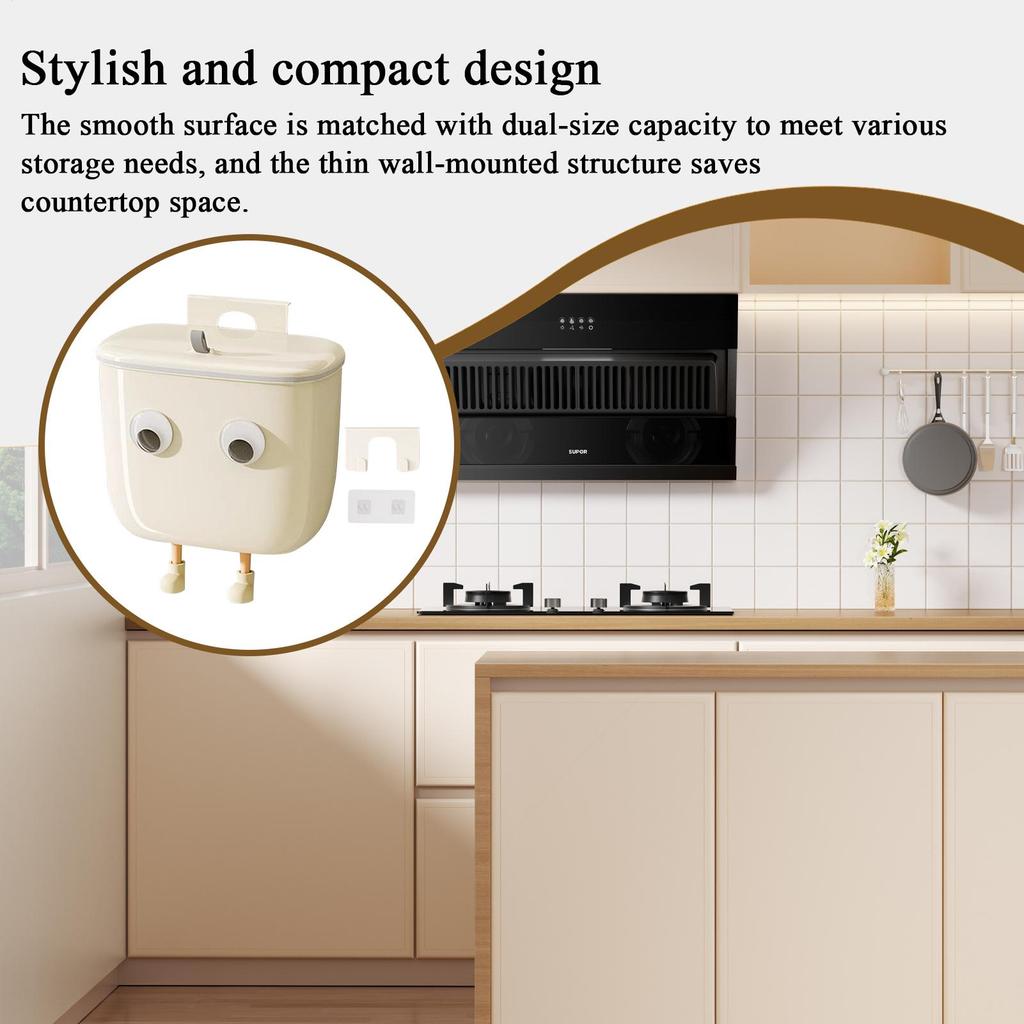 Kitchen Trash Can Trash Bin With Lid Cute Waste Basket With Eyes And Legs Decoration For Wall Under Sink Bedroom RV Bathroom