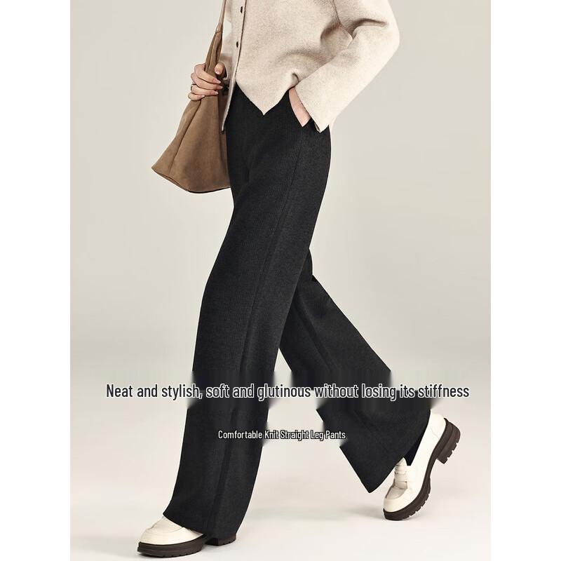 Women's High-Waisted Straight-Leg Wool-Blend Trousers
