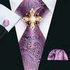 16 Styles Tie with Pearl Brooch for Men Paisley Woven Necktie Hanky Cufflinks Set Wedding Formal