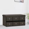 VidaXL Foldable Storage Bench Dark Brown 76x38x38 Cm Faux Linen, Brown, Faux Linen (100% Polyester), MDF