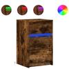 LED Nightstand, Smoked Oak, Wood-Based Material