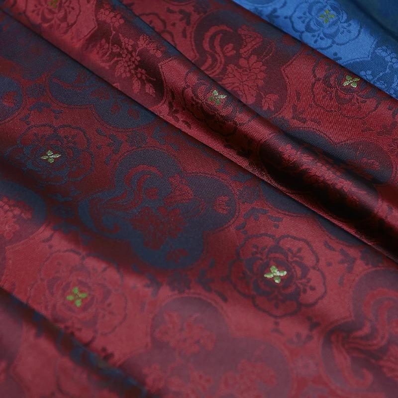 100x150cm High End Jacquard Fabric Small Golden Osmanthus Lotus Flower Brocade Fabric for Cheongsam Horse Face Skirt DIY Sewing