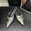 Vintage Damen Frühling Sommer Ballerinas Pantoletten Hausschuhe Schuhe Mode Slip-On Kleid Pantoletten für Damen Streetstyle Muels
