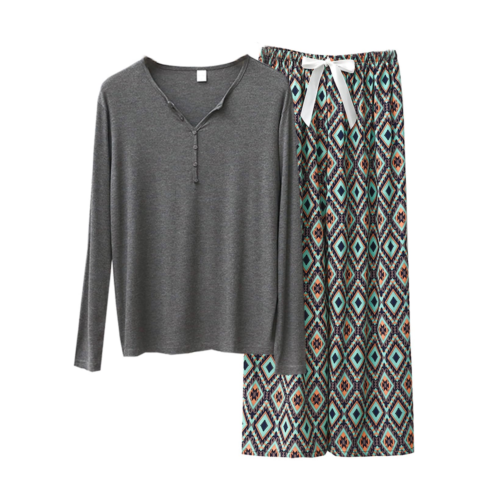 

Kyonuza Long Sleeve Made of Rayon Perfect for and Loose Floral Perfect for Air and Respect for the Aged Free Black Women s Pajamas, Fabric, Cooling,