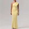 Elegante Abito Maxi Sexy Monospalla Arricciato Donna Moda Scollo Diagonale Senza Maniche Schiena Scoperta Bodycon Abito da Sera Club