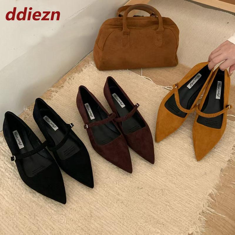 Fashion Fashion Shallow Ladies Medium Heels Pumps Shoes Female Buckle Strap Footwear Flock Women Heeled Mary Janes Shoes 2025 New New