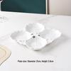 Embossed Leaf Design White Ceramic Divided Plate - Four Sections for Snacks or Cold Dishes