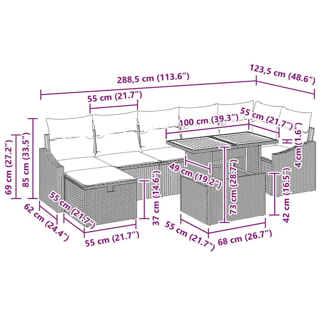 Garden Sofa Set 8 pcs Black Poly Rattan