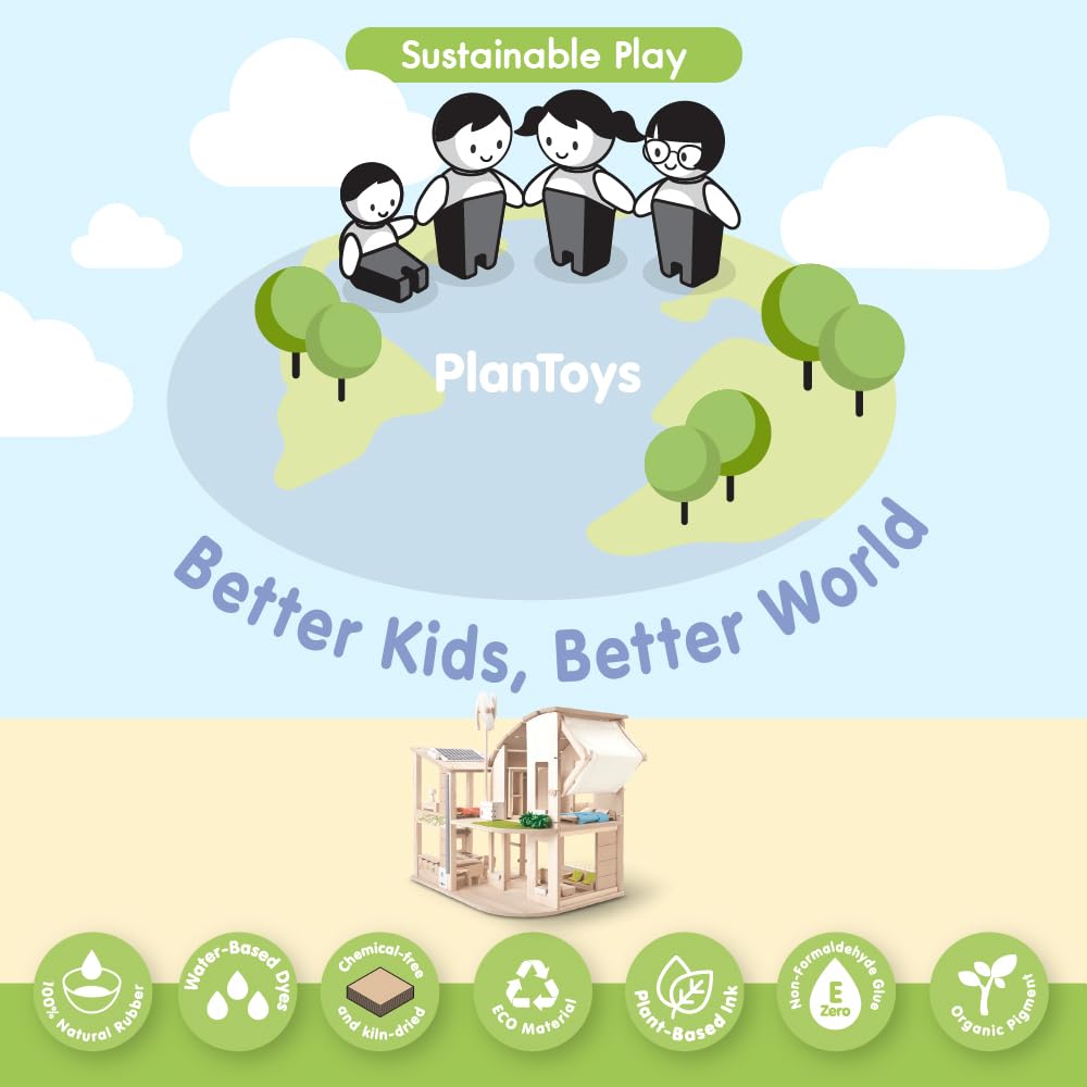 PLANTOYS 7156 Green Dollhouse with Furniture