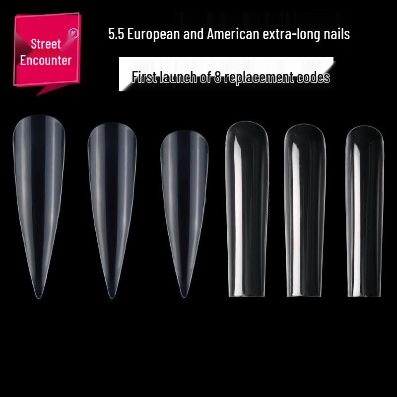

European & American Extra Long Rectangular Transparent Nail Tips - Full Cover Fake Nails