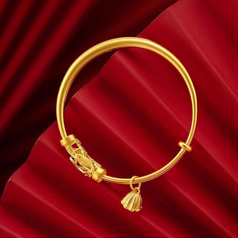 Valentine's Day exclusive gift hollow carved lotus pod fashion round belly push-pull boutique women's bracelet sand gold bracelet women