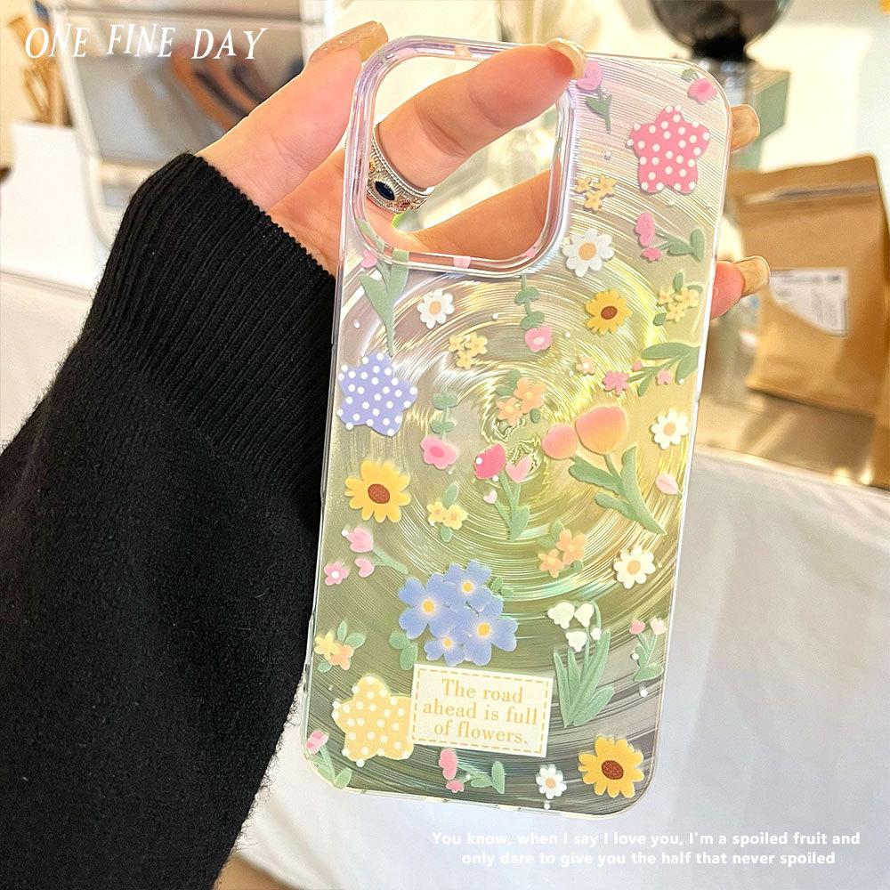 Full Screen Flowers  Suitable for Iphone16 Phone Case 15promax Laser 14 Shockproof 13 Premium 12 Soft Bezel
