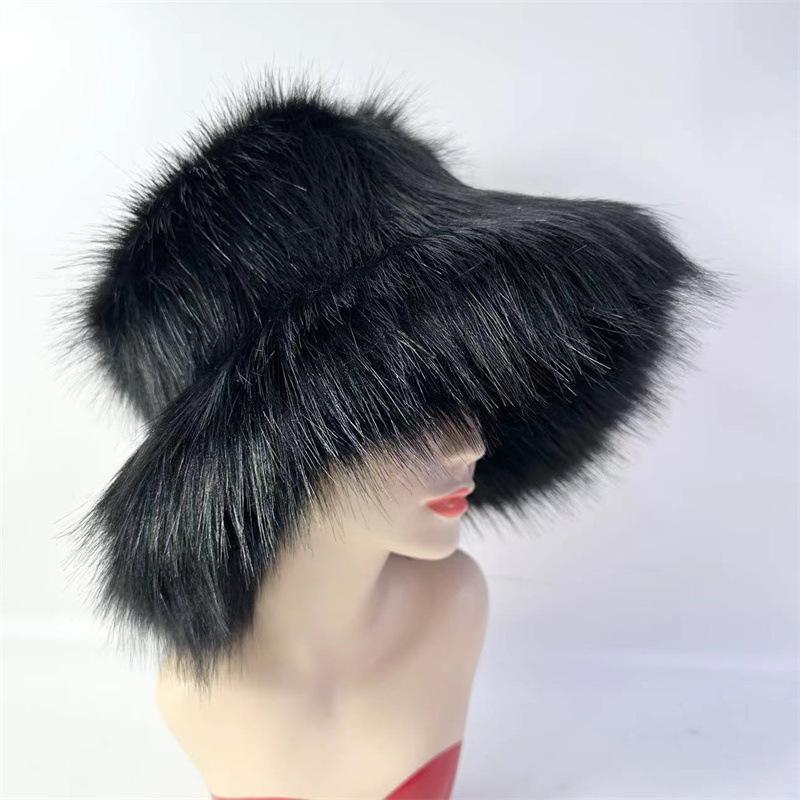 Chapeau cloche de pêcheur Chaud Fausse fourrure Fourrure de raton laveur Épaissi Automne et Hiver