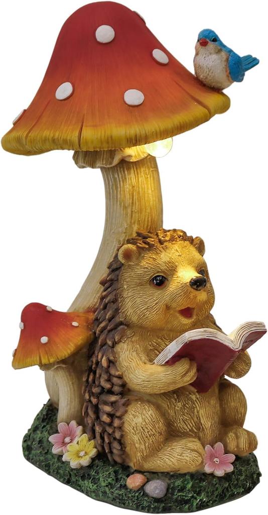 Valery Madelyn Reading Hedgehog Garden Solar Outdoor Garden JP Ornament, Light, Ornament, EG1305-0064