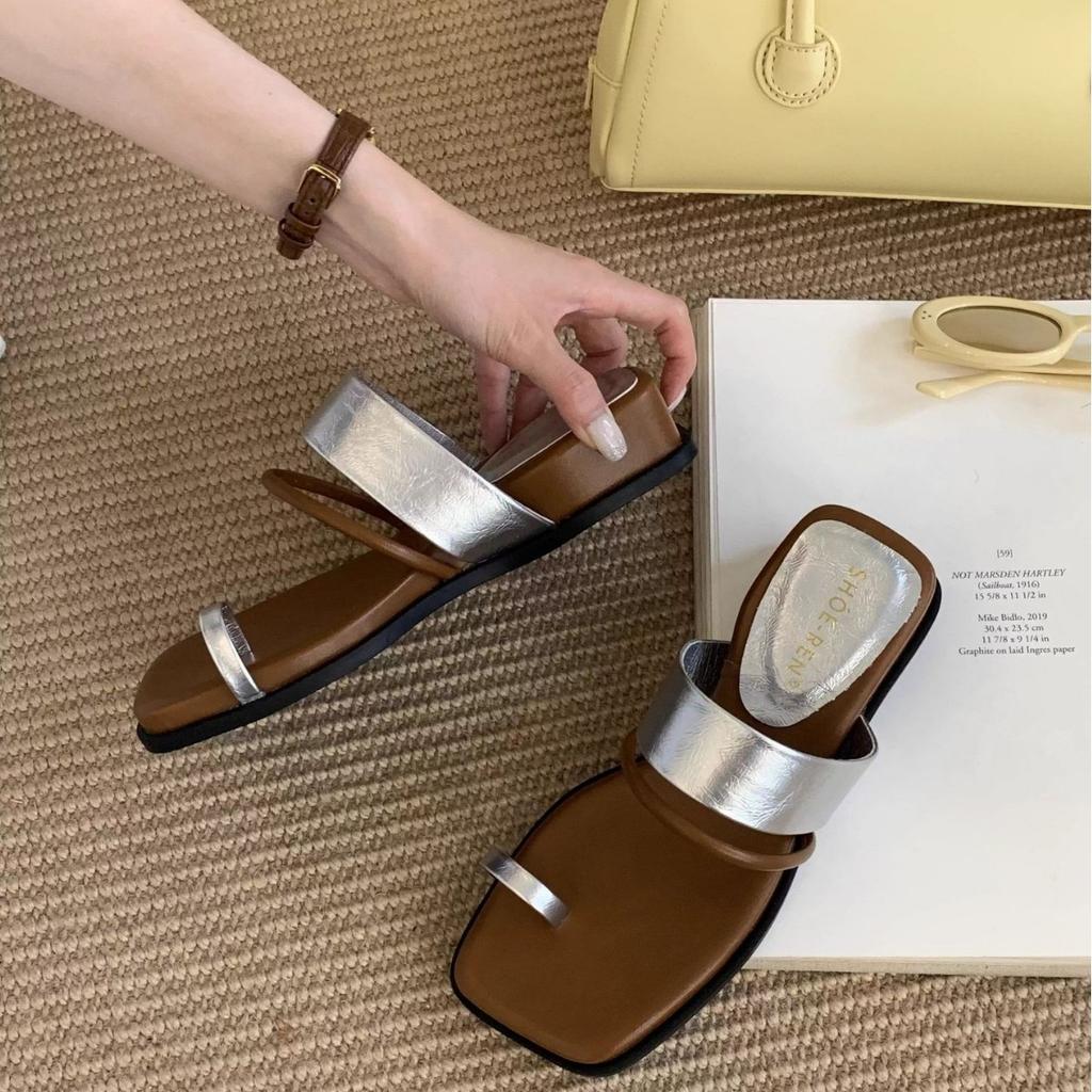 French fashion wedge heel shoes cool slippers 2025 summer soft-soled foot slippers toe thick-soled slippers women's summer outer wear