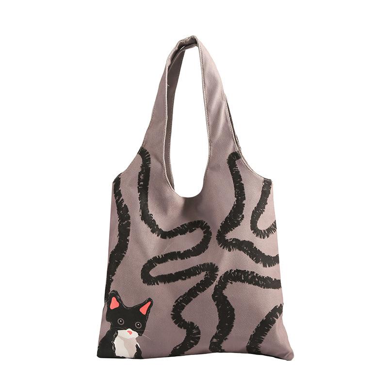 Cute graffiti illustration bag female 2025 simple new large-capacity commuter bag student class versatile tote bag