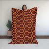 Geometric Pattern, Orange and Black Tones, Hexagon Motif Blanket, Minimalist Style, Stylish Fleece Blanket, Warm Colors, Interior Design,