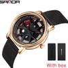 SANDA Top Men Quartz Watches Sports Car Watch Waterproof Sport 360℃ Rotating Rim Hub Wheel Wristwatch Car Quartz Men's Watches